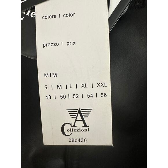 Collezioni Black Faux Leather Mid-Length Jacket NWT 2013-2014 Men’s M/L - Picture 15 of 16